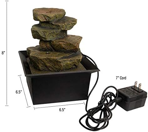 Pure Garden Tabletop Water Fountain with LED Light and Soothing Sounds