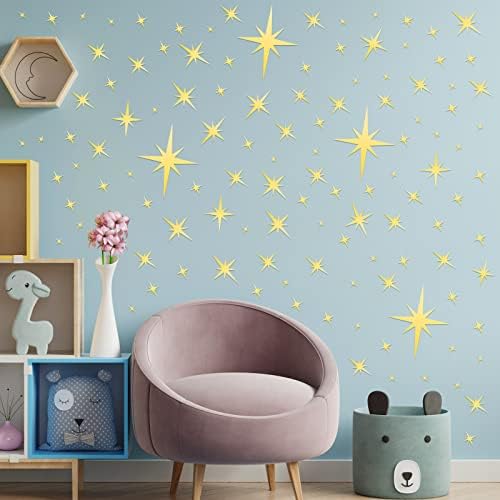Zonon 82 Piece 3D Acrylic Mirror Wall Sticker Set Gold