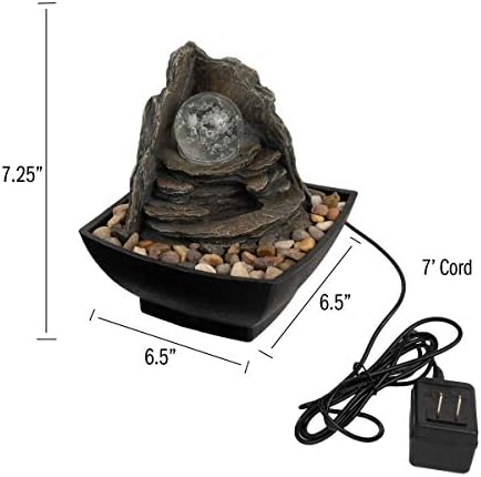 Pure Garden Tabletop Water Fountain with LED Lights and Rolling Glass Ball