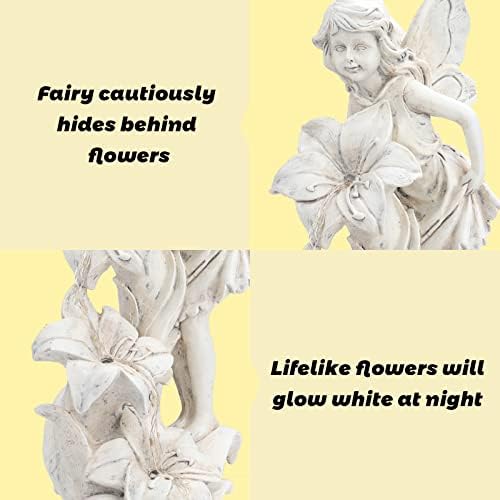 Ovewios Angel Garden Statue Outdoor Solar Resin Sculpture