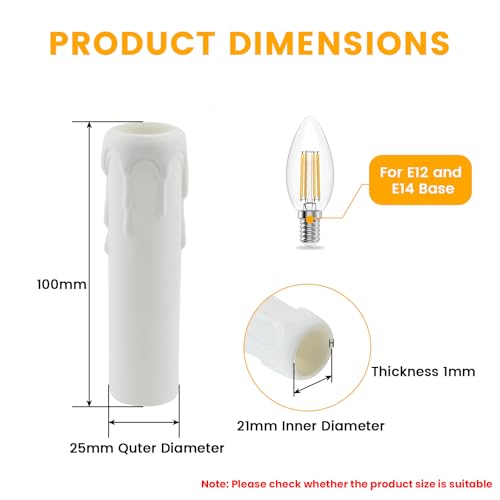 4 Inch Drip Candle Socket Covers 12 Pcs Chandelier Base Sleeves