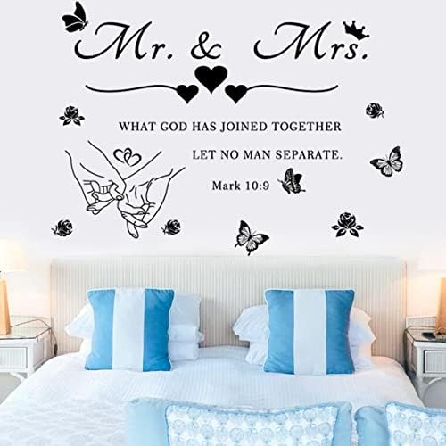 Mr and Mrs Wall Decals Romantic Wedding Sayings Art Lettering Sticker