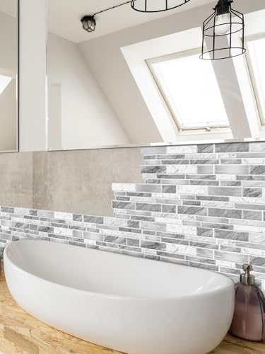 White Grey Kitchen Backsplash Tiles Wallpaper Peel Stick Vinyl