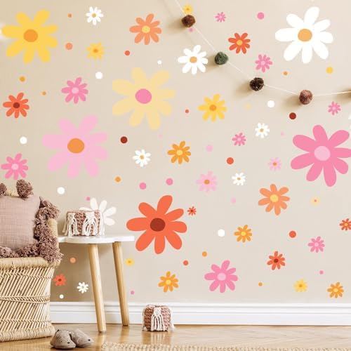 Glow in the Dark Daisy Wall Decals Set for Kids Room