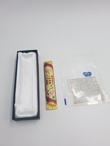 Ornate Mezuzah with Choshen Stones and Menorah Design - Includes Kosher Klaf 7cm