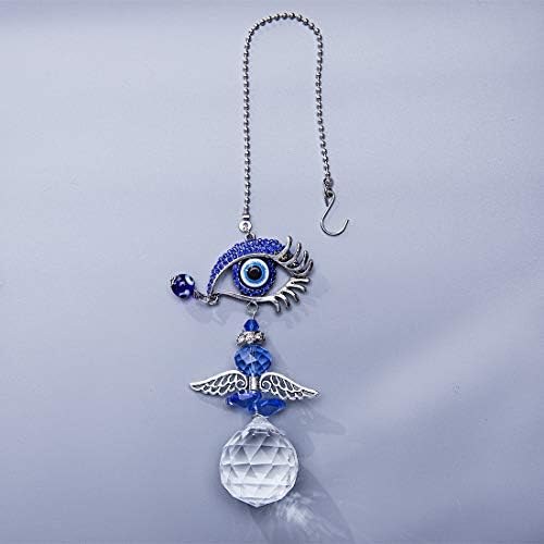 YU FENG Blue Evil Eye Crystal Angel Suncatcher