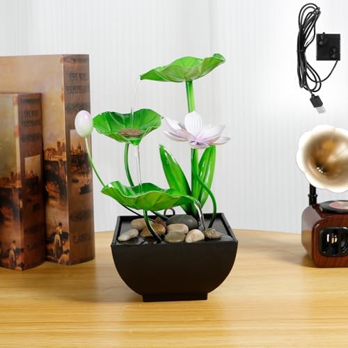 Water Lily Tabletop Fountain with 3 Tiers and Built in Pump