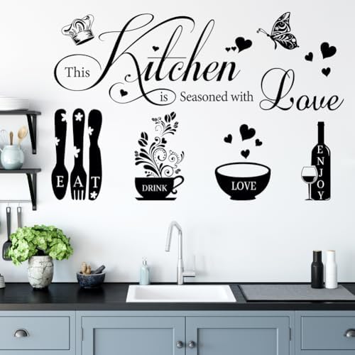 Kitchen Wall Stickers with Quotes and Decorations