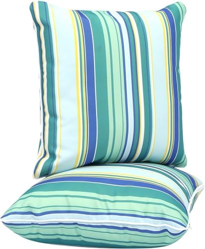 Enipate Outdoor Throw Pillows Set of 2 18x18 Striped Water Resistant