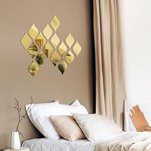 Weysat 30 Pcs 3D Teardrop Mirror Wall Stickers