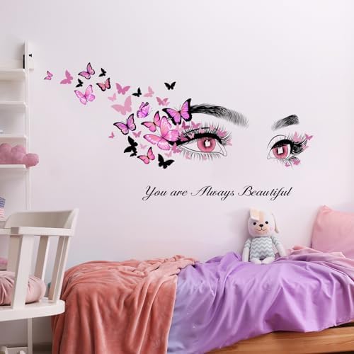 Beautiful Eyelash Butterfly Wall Stickers for Bedroom Decor