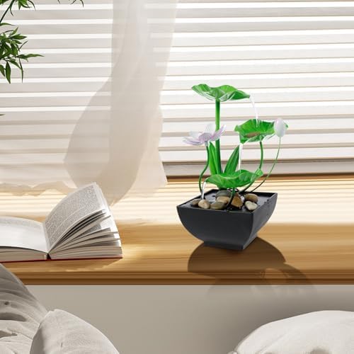 Water Lily Tabletop Fountain with 3 Tiers and Built in Pump