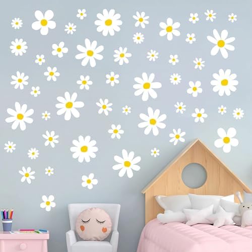 12 Sheets Daisy Wall Decals for Kids Room Decor