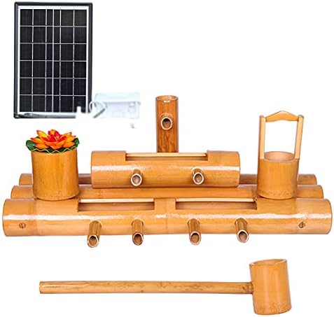 Solar Powered Bamboo Fountain for Garden Decor