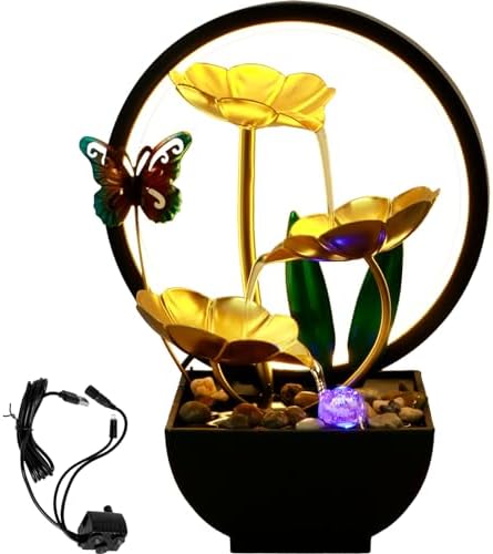 USB Powered Tabletop Water Fountain with LED Light and Humidifier