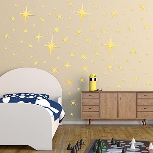 Zonon 82 Piece 3D Acrylic Mirror Wall Sticker Set Gold