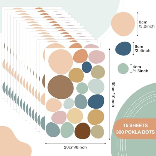 15 Sheet 300 Pcs Irregular Polka Dots Boho Wall Decals