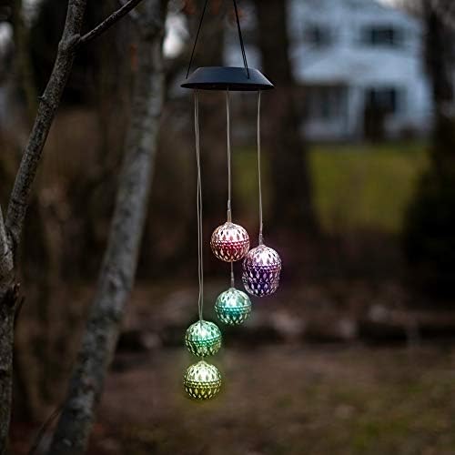 Solar Metal Orb Wind Chime With LED Lights