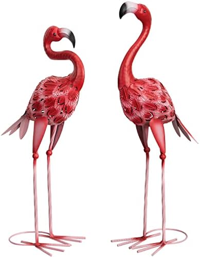 XONOR Red Flamingo Outdoor Statues Set of 2