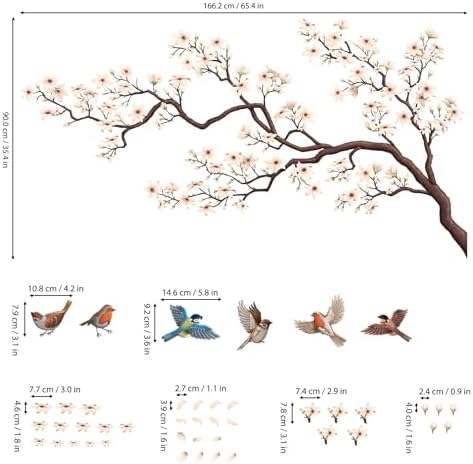 DECOWALL Oriental Flower Tree Wall Stickers
