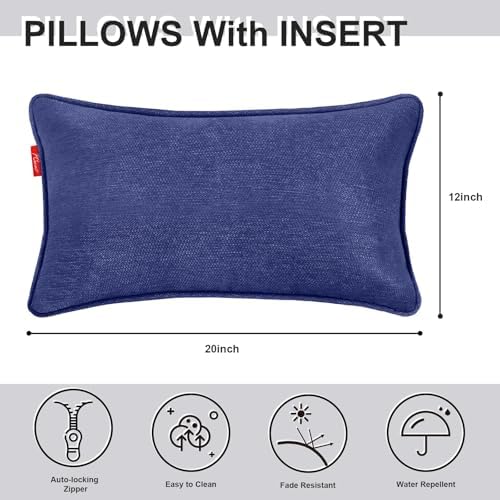 Pcinfuns Deep Blue Lumbar Pillows 2 Pack