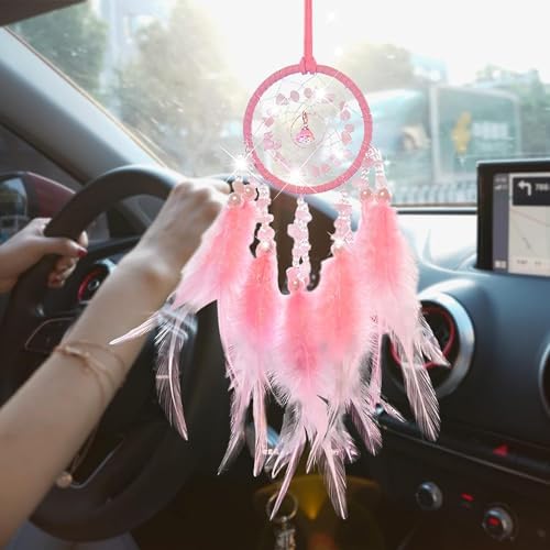 EGBANG Dream Catcher Car Pendant Pink for Rearview Mirror