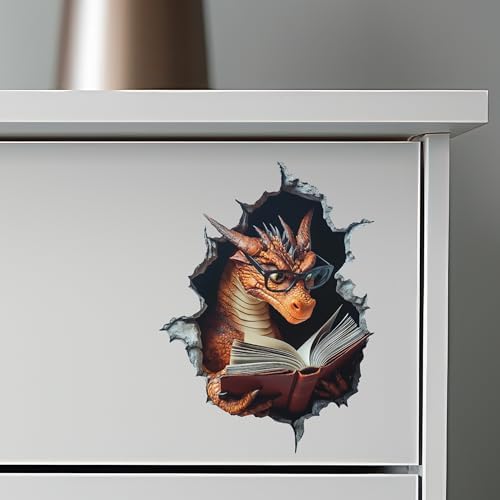 Dragon Reading Wall Decal 44W x 6H Inches