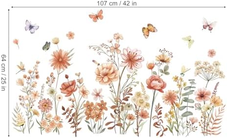 Wondever Boho Wildflower Wall Decals for Living Room and Bedroom