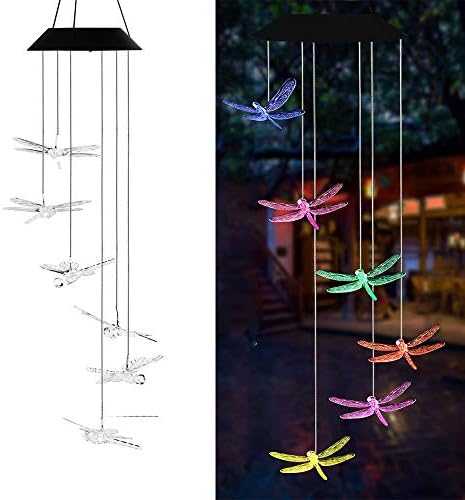 AVEKI Solar Wind Chimes Outdoor Dragonfly