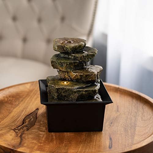 Pure Garden Tabletop Water Fountain with LED Light and Soothing Sounds