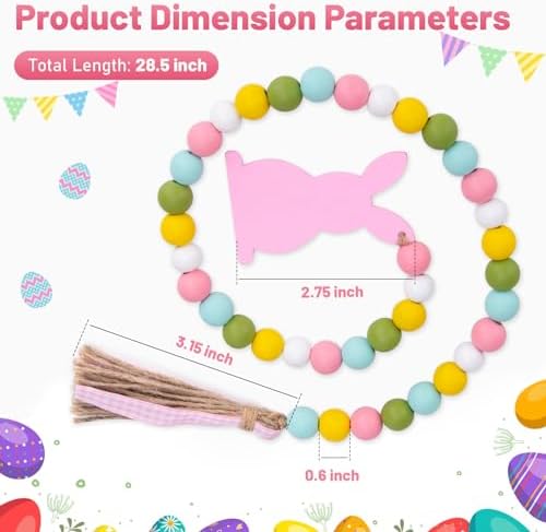 Easter Wood Bead Garland with Tassel 285 Inch