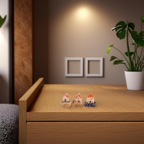 3pcs Miniature House Resin Decorations for Garden and Terrarium