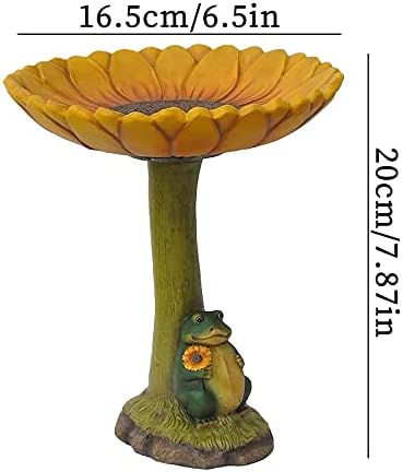 787 Polyresin Bird Bath with Sunflower and Frog Design