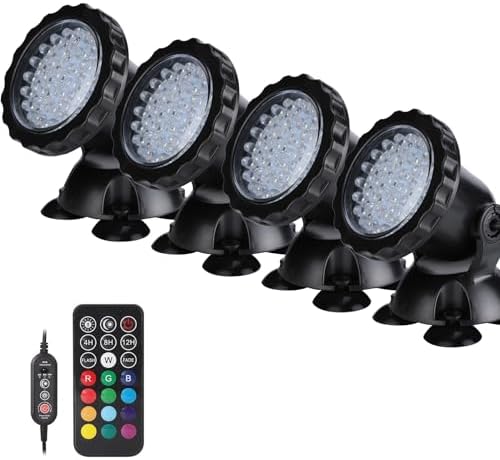 HGSERVU Pond Lights with Timer Remote Control Set of 4
