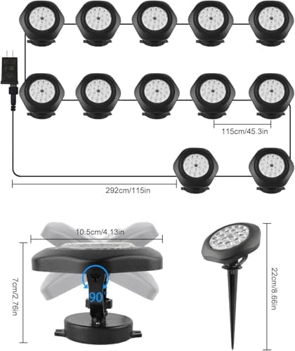 CREPOW RGB Underwater Pond Lights Set of 12