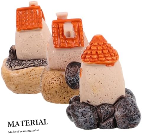 Zerodeko 3Pcs Miniature Garden House for Bonsai Terrarium Decor