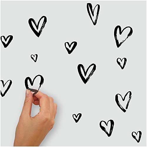 RoomMates RMK4884SCS Black Sketchy Hearts Wall Decals