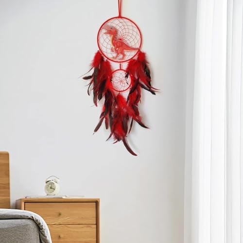 Red Large Dinosaur Dream Catcher Wall Decor
