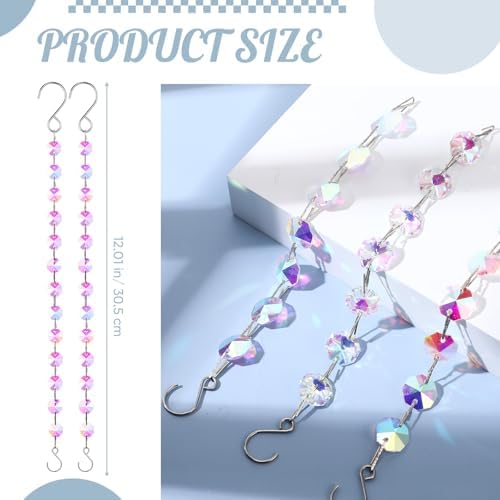 9 Pack 12 Inch Crystal Suncatcher Plant Hanger with Hooks