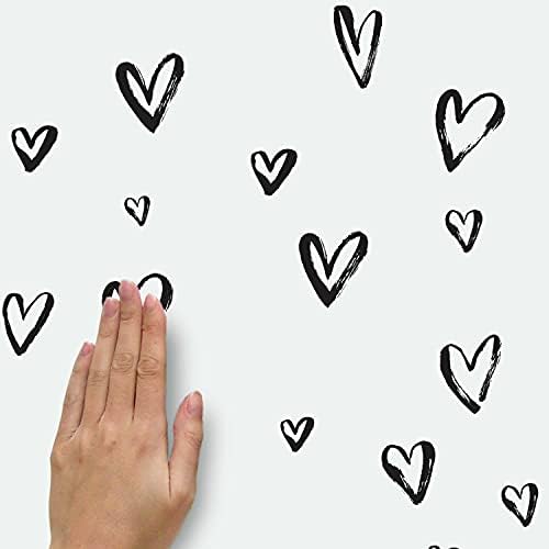 RoomMates RMK4884SCS Black Sketchy Hearts Wall Decals