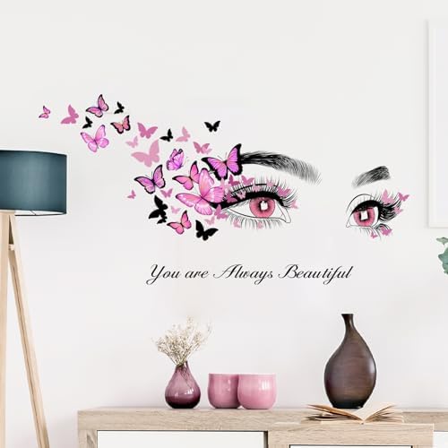 Beautiful Eyelash Butterfly Wall Stickers for Bedroom Decor