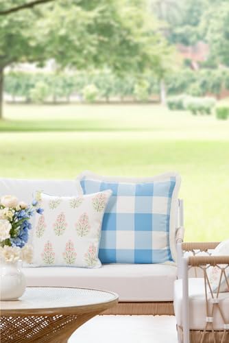 Hofdeco Premium Baby Blue Plaid Throw Pillow Cover 20x20