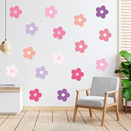A1diee 16Pcs Y2K Pink Purple Flower Wall Decal Set