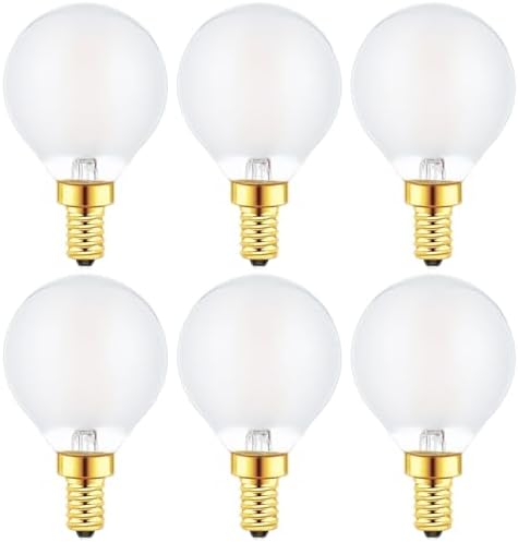 Sunaiony E12 Globe LED Bulbs 2W 6 Pack Warm White Frosted Glass