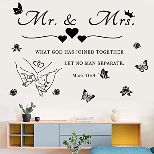 Mr and Mrs Wall Decals Romantic Wedding Sayings Art Lettering Sticker