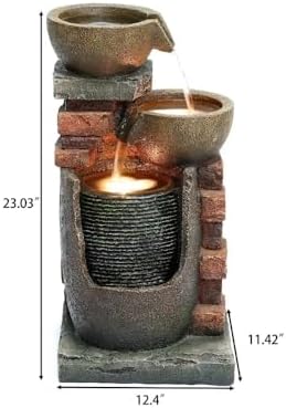 5 Tiered Polyresin Water Fountain for Patio and Garden