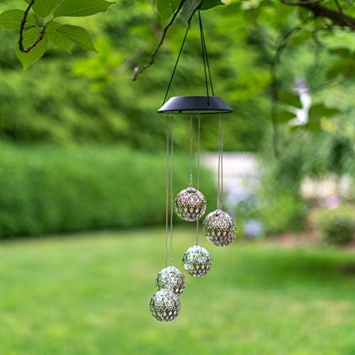 Solar Metal Orb Wind Chime With LED Lights