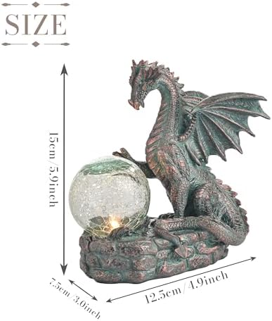Teresas Collections Dragon Outdoor Statue with Solar Light