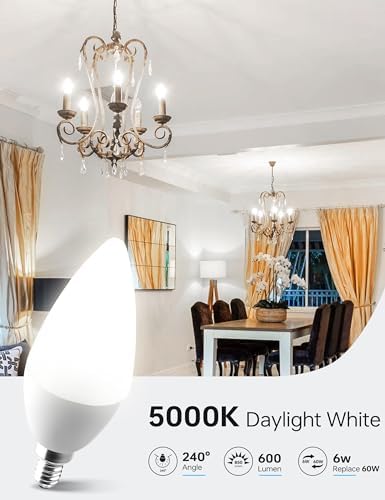 KINDEEP Dimmable Candelabra LED Bulbs 6 Pack