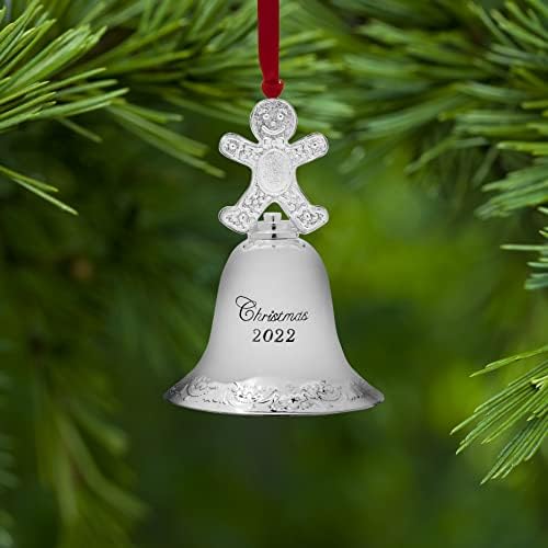 Wallace 2022 Silver-Plated Bell Ornament with Gingerbread Man Finial